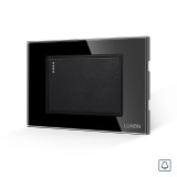 Intrerupator sonerie mecanic Luxion 3M, negru, cu rama din sticla