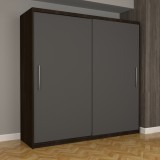Dulap Dormitor Nova Eco 200 cm x 200 cm fara oglinda, wenge cu usi glisante gri