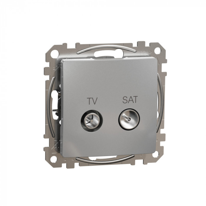 Priza TV SAT trecere 10 dB Schneider Sedna aluminiu SDD113478S