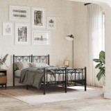 Gossi cadru pat metalic cu tablie de cap/picioare, negru, 120x190 cm