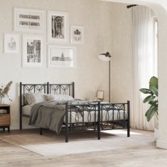 Gossi cadru pat metalic cu tablie de cap/picioare, negru, 120x190 cm