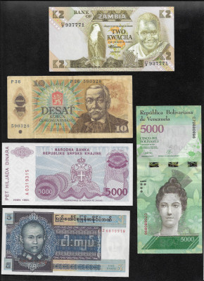 Set 5 bancnote de prin lume adunate (cele din imagini) #205 foto