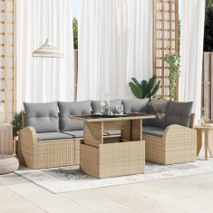vidaXL Set de canapele pentru grădină 6 pcs Bej 100 x 55 x 73 cm 3357383
