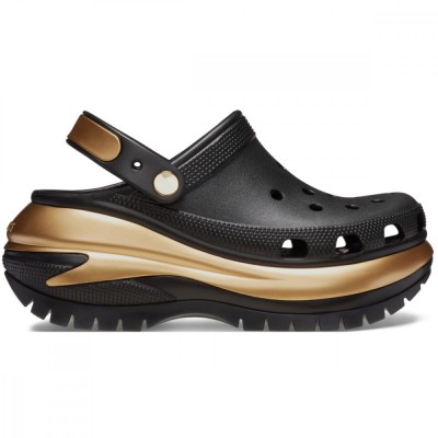 Saboti Crocs Mega Crush Metallic Clog Negru - Black/Gold foto