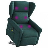 vidaXL Fotoliu electric masaj rabatabil / ridicare verde &icirc;nchis textil