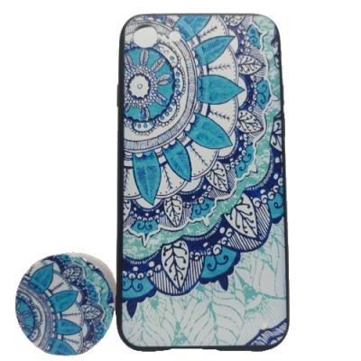 Husa apple iphone x/xs multicolor model frunza + popsocket inclus foto