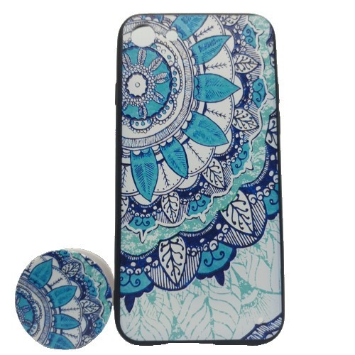 Husa apple iphone x/xs multicolor model frunza + popsocket inclus
