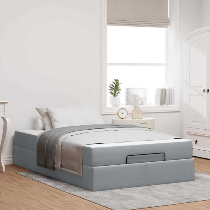 vidaXL Cadru de pat cu saltea Gri deschis 120 x 200 cm țesătură 3399480