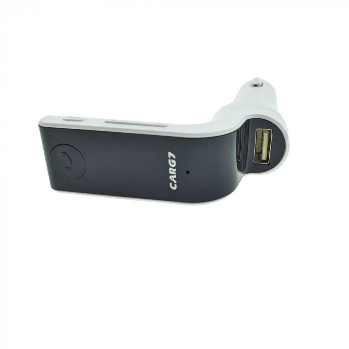 Modulator FM cu bluetooth CARG7, incarcare USB, MP3 player USB si microsd, alb cu negru