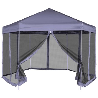vidaXL Marchiză hexagonală pliabilă 6 pereți albastru &amp;icirc;nchis 3,6x3,1 m foto
