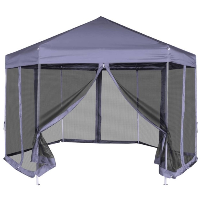 vidaXL Marchiză hexagonală pliabilă 6 pereți albastru &icirc;nchis 3,6x3,1 m