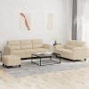 VidaXL Set de canapele cu perne, 3 piese, crem, microfibră 3202348