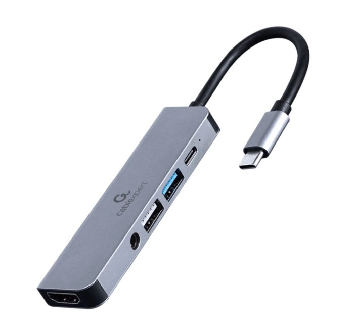DOCKING Station Gembird universal, 5-in-1, conectare PC USB Type C,USB-C x 1, USB-A 3.1 x 1, USB-A 2.0 x 1, porturi video HDMI x 1, PD 87 W, Audio, ar