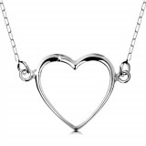 Colier argint 925, lanț și pandantiv - contur subțire inimă