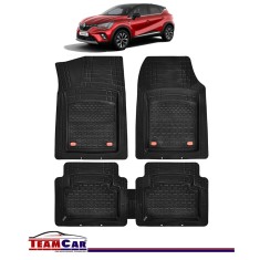 Covorase Auto TeamCar&reg; Tip Tavita Compatibile Renault Captur (2013-2024) Negru
