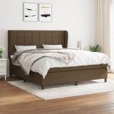 VidaXL Pat continental cu saltea maro &icirc;nchis 180x200cm material textil