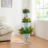 Suport 3 ghivece plante Alphen 110cm albastru deschis [en.casa] HausGarden Leisure