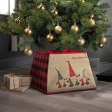 Husa Hexagonala pentru Suport Brad de Craciun cu Model Elfi, Multicolora, Diametru 55cm, Familly Christmas