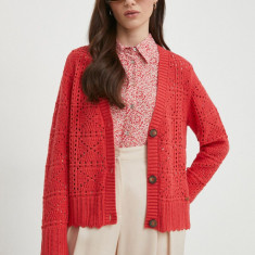 Pepe Jeans cardigan GRACE femei, culoarea rosu, light