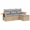 Set canapele de gradina, 4 piese, cu perne, bej, poliratan