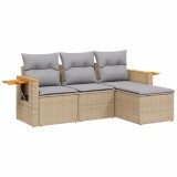 Cumpara ieftin Set canapele de gradina, 4 piese, cu perne, bej, poliratan