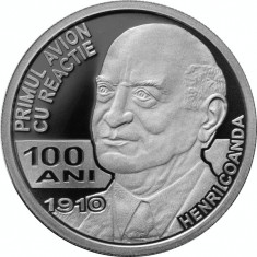 Moneda Romania 10 Lei 2010 - PROOF ( 100 ani primul avion cu reactie H. Coanda ) foto