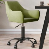 Scaun de bucătărie pivotant, verde deschis, catifea