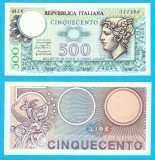 Italia (p#95) 500 Lire 1976 UNC- 'Mercur'; (ROG CITITI DETALIILE!); Varianta din 1976, pick# 95