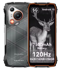 Telefon mobil Blackview BL7000 Portocaliu, 5G, 6.78 IPS HD+ 2.4K 120Hz, 24GB RAM (8GB+16GB extensibili), 256GB ROM, Android 15, 50MP, NightVision, NFC