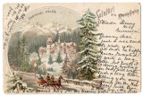 SV * SALUTARE DIN SINAIA * LITOGRAFIE / LITHO * CASTELUL PELES 1901 * RARA !