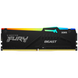 Memorie RAM Fury Beast, Kingston, 16 GB, 6000 MHz, DDR-5, 2 bucati, RGB/Negru