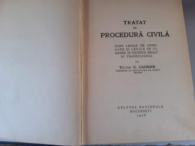 TRATAT DE PROCEDURA CIVILA - VICTOR G. CADERE - 1928 foto