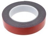 Bandă dublu adezivă acrilică neagră 25mm x 5m AFTC 6411