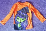 Tricou Halloween fetite 6-8 ani, bumbac, Trick or Treat, maneca lunga, ca si nou, 6-7 ani, Orange