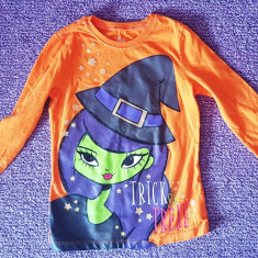 Tricou Halloween fetite 6-8 ani, bumbac, Trick or Treat, maneca lunga, ca si nou