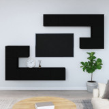 VidaXL Dulap TV montat pe perete, negru, lemn prelucrat