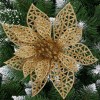 Set 10 ornamente pentru bradul de Craciun, stea Poinsettia, 14cm, auriu Household NewTrend, Oem