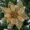 Set 10 ornamente pentru bradul de Craciun, stea Poinsettia, 14cm, auriu Household NewTrend