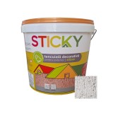 Tencuiala decorativa cu silicon Sticky, 2 mm, structurata, aspect scoarta de copac, alb, interior / exterior, 25 kg