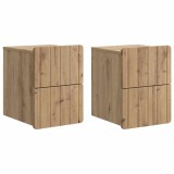 vidaXL Dulap de noapte suspendat 2 pcs Stejar Artizanal Lemn prelucrat 898314