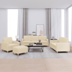 vidaXL Set de canapele cu perne, 4 piese, crem, textil foto