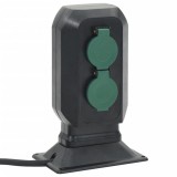 Gossi priza de exterior cu tarus si 4 cai, negru/verde, 15,5x11x24 cm