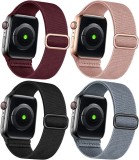 Set de 4 curele pentru Apple Watch Omee, nailon, multicolor, 10,9-22 cm