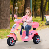 HOMCOM Motoreta Tricicleta Electrica pentru Fetite 6V cu Lumini si Muzica, Roz