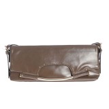 Geanta eleganta kaki cu insertie metalica
