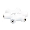 Splitter adaptor Jack 3.5 mm mama x6 stereo +cu cablu 0.2m alb LOGILINK CA1088