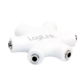 Splitter adaptor Jack 3.5 mm mama x6 stereo +cu cablu 0.2m alb LOGILINK CA1088