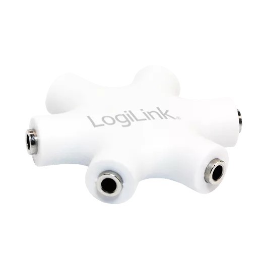 Splitter adaptor Jack 3.5 mm mama x6 stereo +cu cablu 0.2m alb LOGILINK CA1088