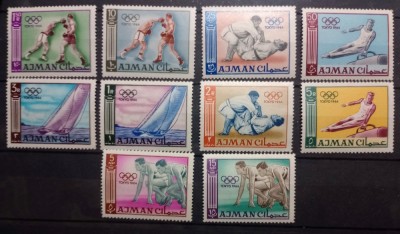 Ajman 1964 sport Jocurile Olimpice Tokio 1964 serie 10v nestampilat foto