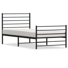 vidaXL Cadru pat metalic cu tăblii de cap/picioare, negru, 107x203 cm 352333